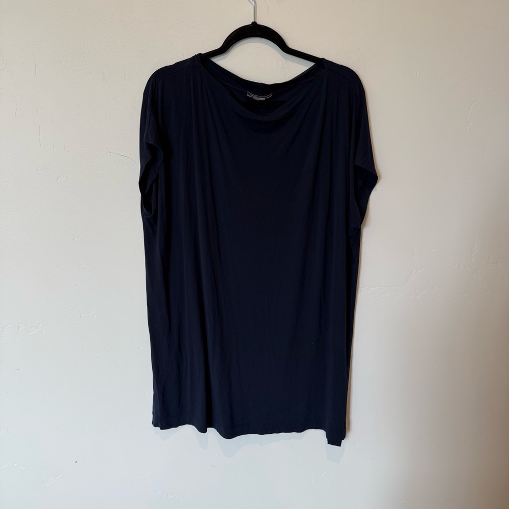 Vince Dark Blue Short Sleeve Tunic Top Womens Size Large Soft Casual Errands